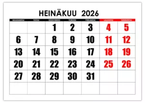 Kalenteri heinäkuu 2026 01