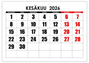 Kalenteri kesäkuu 2026 01