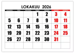 Kalenteri lokakuu 2026 01