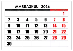 Kalenteri marraskuu 2026