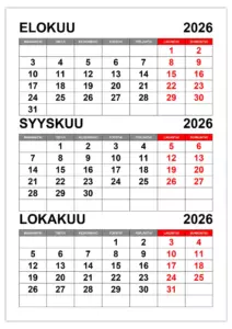 Kalenteri elokuu, syyskuu, lokakuu 2026 Kalenteri elokuu, syyskuu, lokakuu 2026