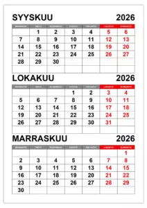 Kalenteri syyskuu, lokakuu, marraskuu 2026