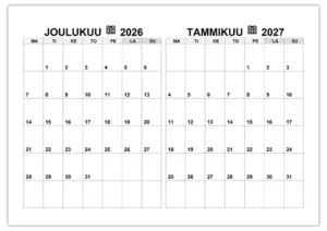 Kalenteri joulukuu 2026, tammikuu 2027 Kalenteri-joulukuu-2026-tammikuu-2027