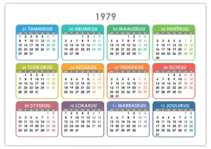 Vuoden 1979 kalenteri – katso tai tulosta ilmaiseksi kalenteri-1979