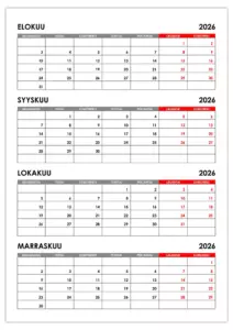 Kalenteri elokuulle, syyskuulle, lokakuulle ja marraskuulle 2026 Kalenteri elokuulle, syyskuulle, lokakuulle ja marraskuulle 2026