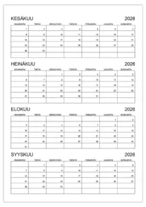 Kalenteri kesä–syksy 2026 Kalenteri kesä–syksy 2026